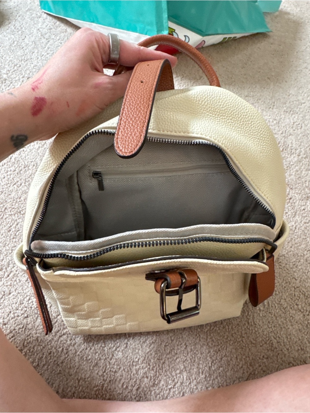 Cream Mini Backpack - Picture 2 of 3